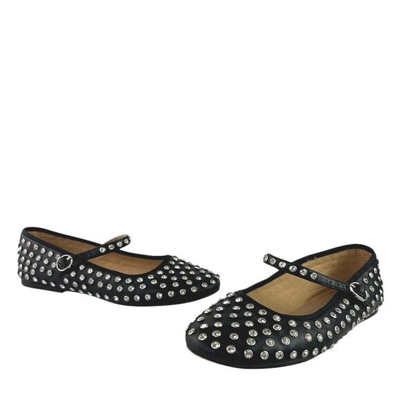 Steve Madden Vinetta Women's Black Rhinestone Studded Mary Jane Ballet Flats 7M - Picture 5 of 8